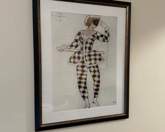 W14. - $125. Costume Design for Harelquin. Framed print. 