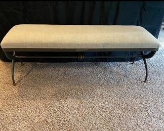 F20 - $450. Restoration Hardware French S Curve Bench. (Has scuff on the metal frame in the middle - see photos.)