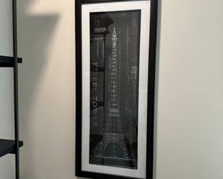 W10 - $35. Eiffel Tower Print. Measures 18.5" x 42.5". 