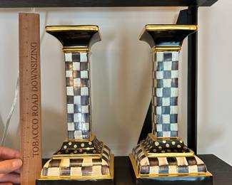 M47 - $600 Pair. Courtly Check Candlestick Holder. Measures 10.75" tall x 5" square base. Have original stickers. 2013. 