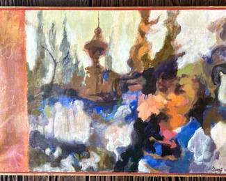 1960's oil on canvas figural abstract with Irma Cavat (American, b. 1928) $150