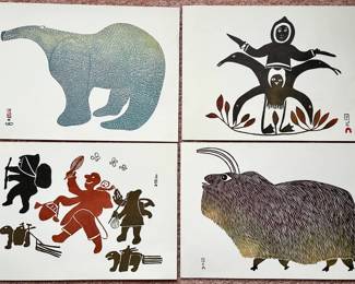 Unframed 1960s Inuit Art Card by Lucy Qinnuayuak. $10 each