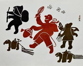 Unframed 1961 Inuit Art Card by Lucy Qinnuayuak. $10