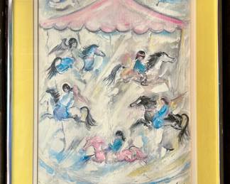 A 1970's watercolor on paper scene by Ted DeGrazia. $25