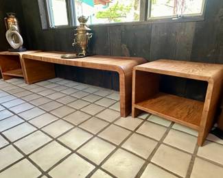 Midcentury end table $100, coffee table $250, samovar $50