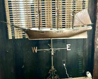 Copper Ship form weather vane. $450