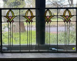 Early 20th century Arts & Crafts stained and leaded glass window. $100
