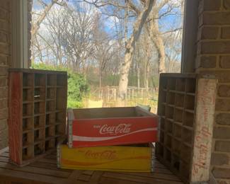Vintage CocaCola 7UP boxes