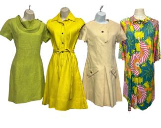 Three Vintage 1970s Summer Dresses, ALBERT NIPON, B.H. WRAGGE, BILL BLASS for MAURICE RENTNER