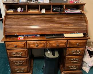 Oak Roll Top Desk,