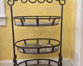 3 Tier Iron And Solid Marble Table 