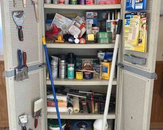 Storage Cabinet With Paint Supplies