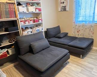 Ikea Soderham Chair and Chaise Lounge in Dark Grey