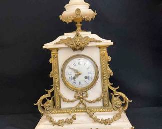 Alabaster And Gilt Mantel Clock