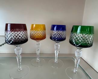 Bohemian Cut to Clear Wine Goblets