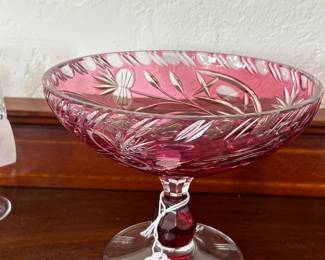 Ruby Cut to Clear footed Bowl