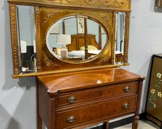 Vintage Gold framed Mirror and 2 Drawer Chest Orlando Estate Auction