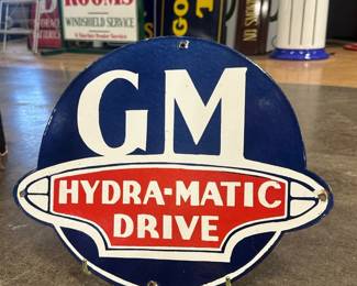 Porcelain GM HydraMatic Drive Transmission dealership sign