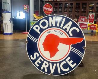 Pontiac Service Dealership porcelain sign