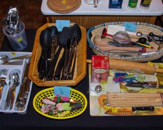 Assortment of kitchen cutlery and utensils