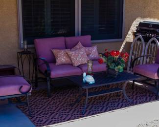 Outdoor loveseat and chairs set with coffee table