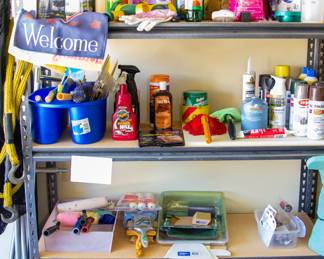 Various home cleaning supplies