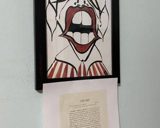 Framed Clown Drawing by  by KJ Crump