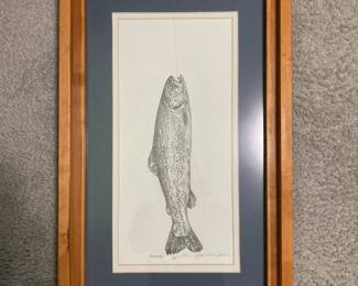 Framed & Matted Drawing "Fresh Fish" by James M
