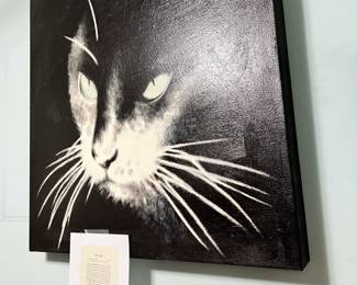 1980 Oil Painting on Canvas "Cat Silhouette" by KJ Crump