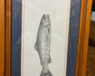 Framed & Matted Drawing "Fresh Fish" by James M