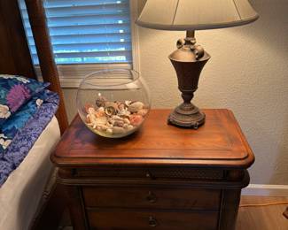Night table stand, one of two, with pull out trays