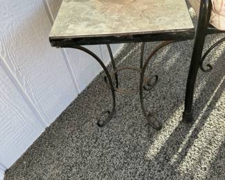 Tile top metal outdoor side table