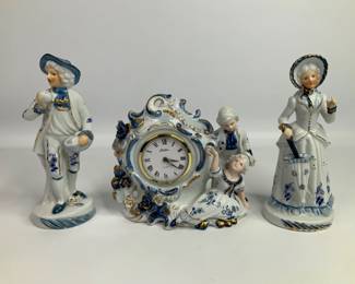 Porcelain Figurines and Clock
