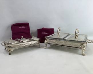 Queen Anne Style Relish Serving Tray and Double Serving Dish