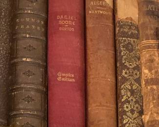 Misc old books. Conditions varies. Either in fair to poor condition. Nice for shelf decor 