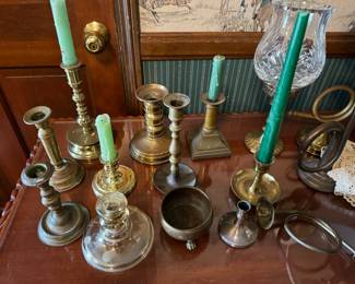 Brass candle holders , various sizes