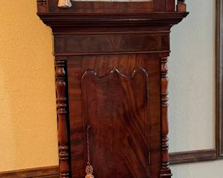 18th Century clock?  The clock style, hands and face decoration are indicative of later 1700’s. We have not however had it appraised. Purchase based on your evaluation. Has co Dutton issue in case, but does work! 