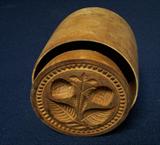 Folk Art Antique Butter Mold Carved Strawberries and Leaves