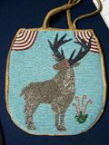 Plateau Nez Perce Indian Beaded Bag with Elk in Metallic Beads