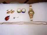 Gold and silver jewelry, and a man's Seiko watch