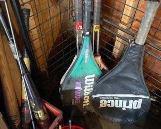 Tennis racquets and misc sports equipment