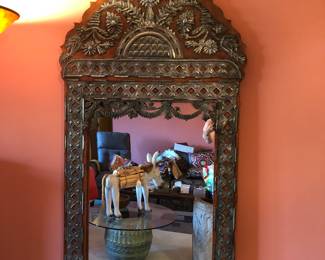 Mexican Colonial tin mirror 5’ 7” long & 30” w