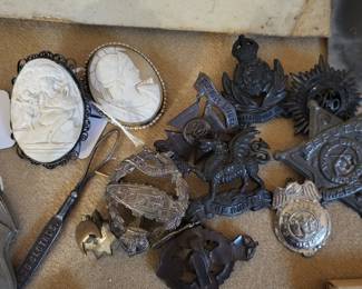 antique cameos and military medals