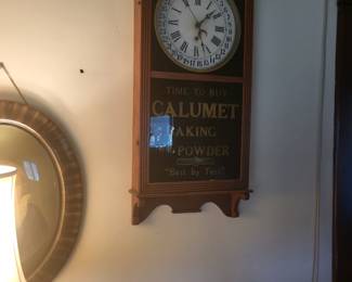 Antique Calumet Baking powder calendar wall clock from a Joliet corner store