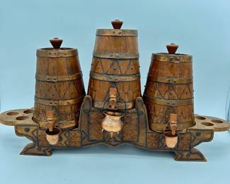 Vintage decanter copper cups