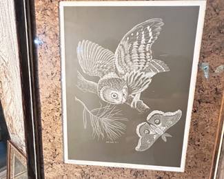 Owl signed lithograph