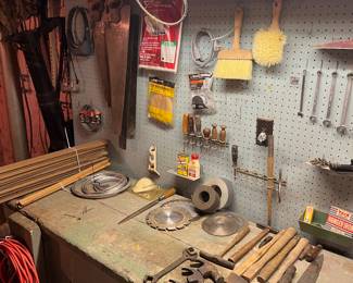 Handtools and antique workbench.