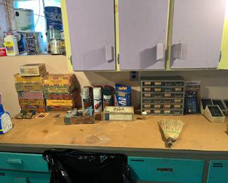 Vintage cigar boxes, spray paints, multi drawer organizers and vintage hardware.