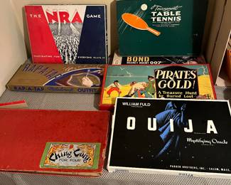 Vintage games  NRA, Pirate Gold, Ouija,   Hapatap and table tennis.