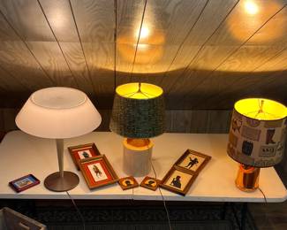 Three table top lamps and shadow art.